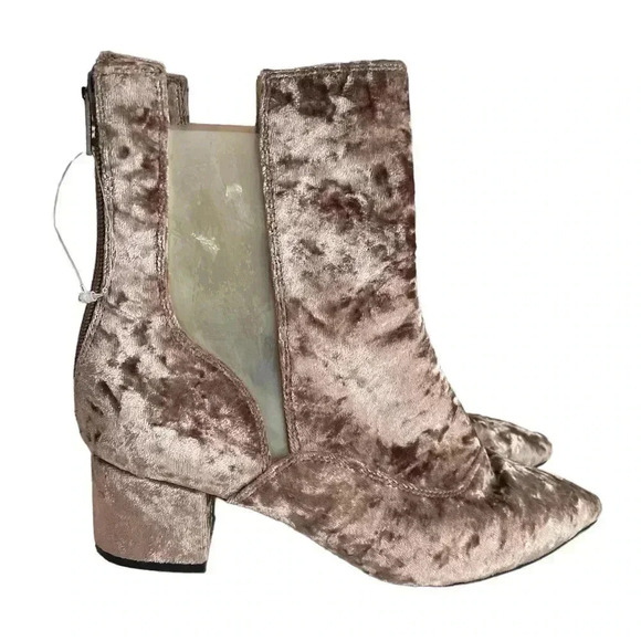 Jeffrey Campbell for Free People crushed velvet pointy toe ankle boots mauve 8 - Picture 4 of 9